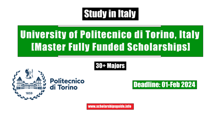 University of Politecnico di Torino, Italy (Master) Fully Funded Scholarships 2024